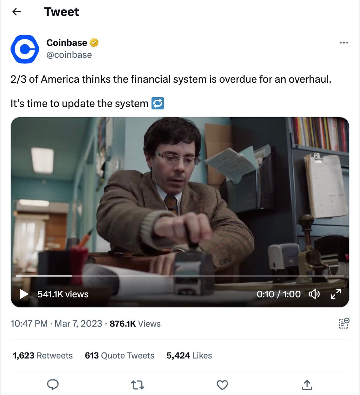Coinbase video about banking