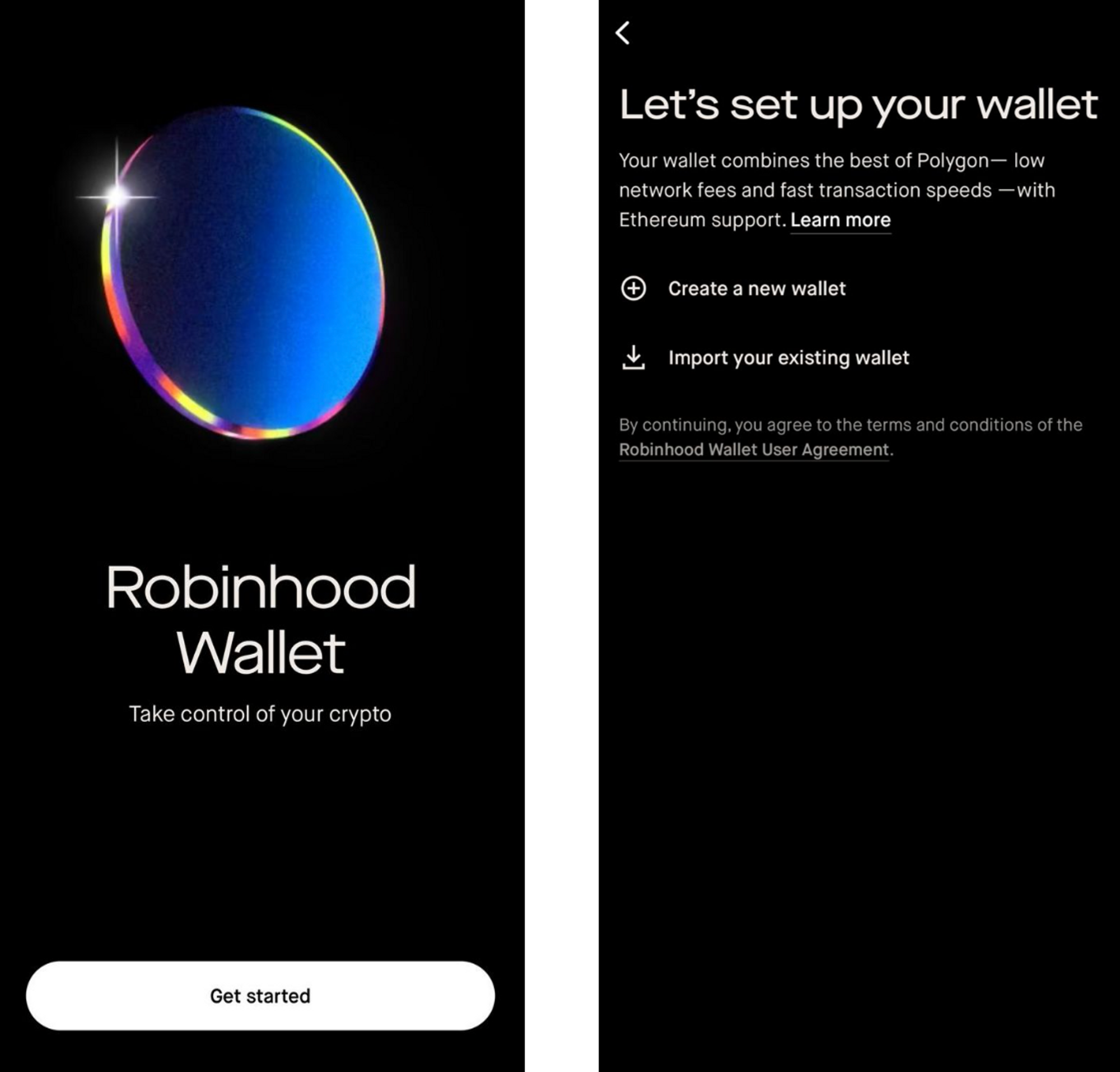 Robinhood onboarding page