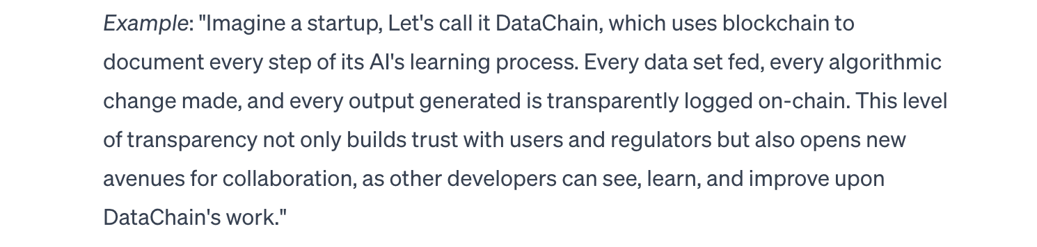 DataChain example for AI data transparency with blockchain